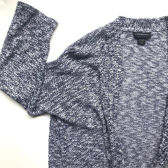 Lane Bryant Long Duster Sweater Open Front Loose Knit Cardigan Blue Marled - Picture 4 of 11